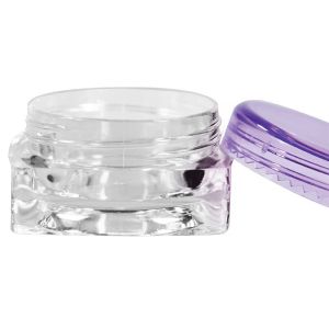 Clear Jar, Square 3 Gram with Purple Top