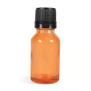 Glass Bottle, 15 mL Orange Bottle WITH Black Cap Set