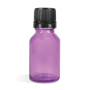 Glass Bottle, 15 mL Purple Bottle WITH Black Cap Set